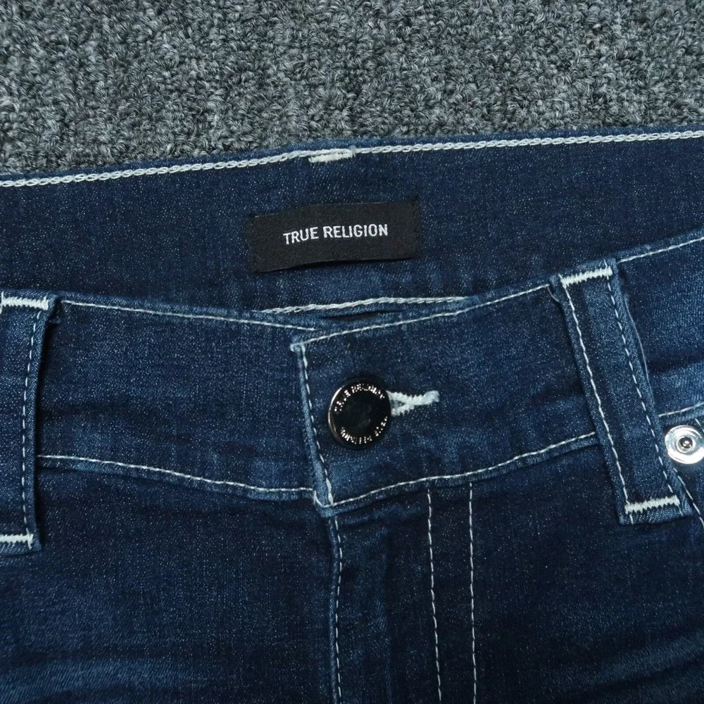 True Religion Shorts Mens 40 Blue Ricky‎ Straight Flaps Cut Off Denim Jorts